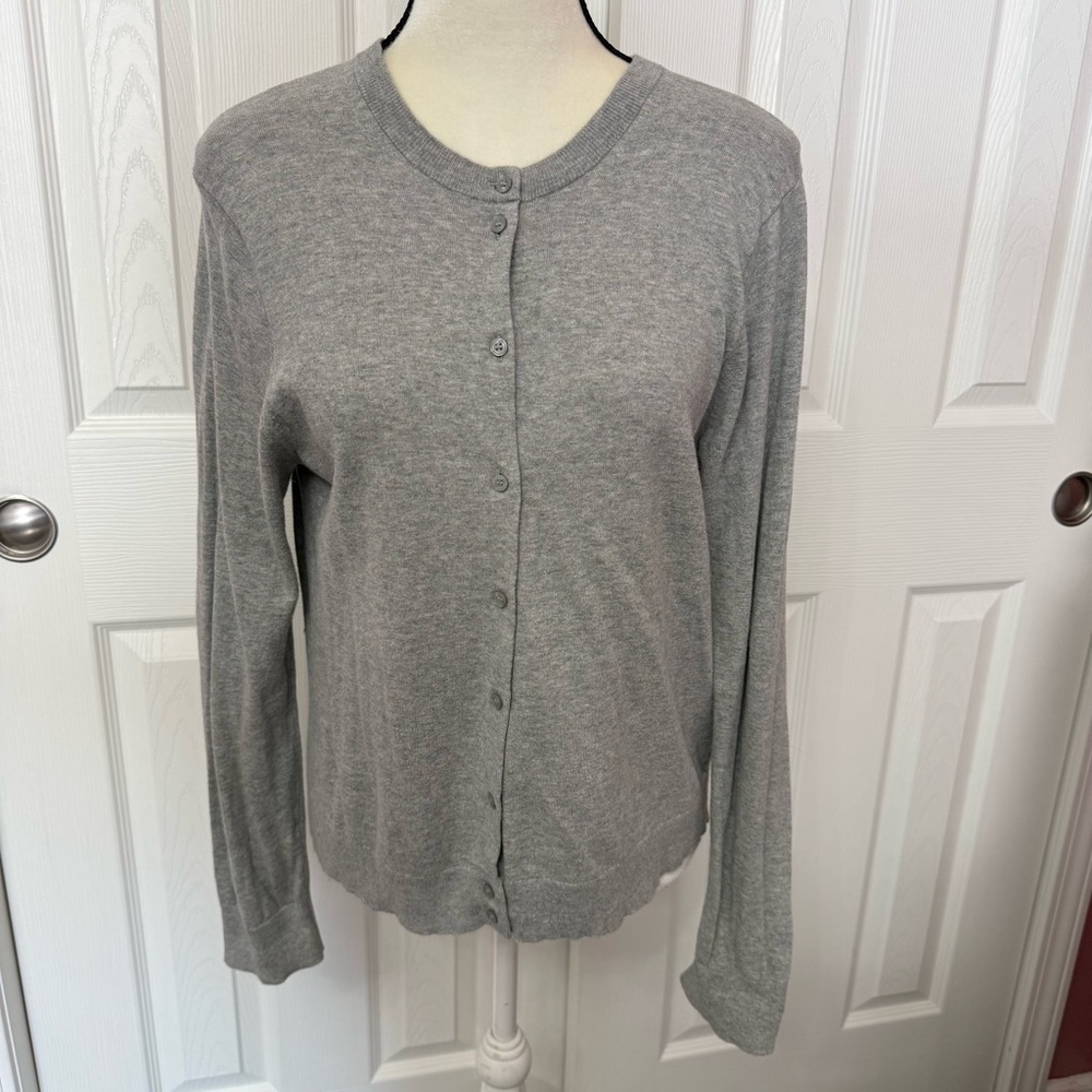 J. Crew Light Gray Button Down Cardigan Size Large #2191 - Picture 2 of 6